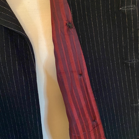 Vintage Blazer 60s Unisex wool pinstripe double breasted Mod Suitcoat Wool sz 10 - Picture 16 of 17